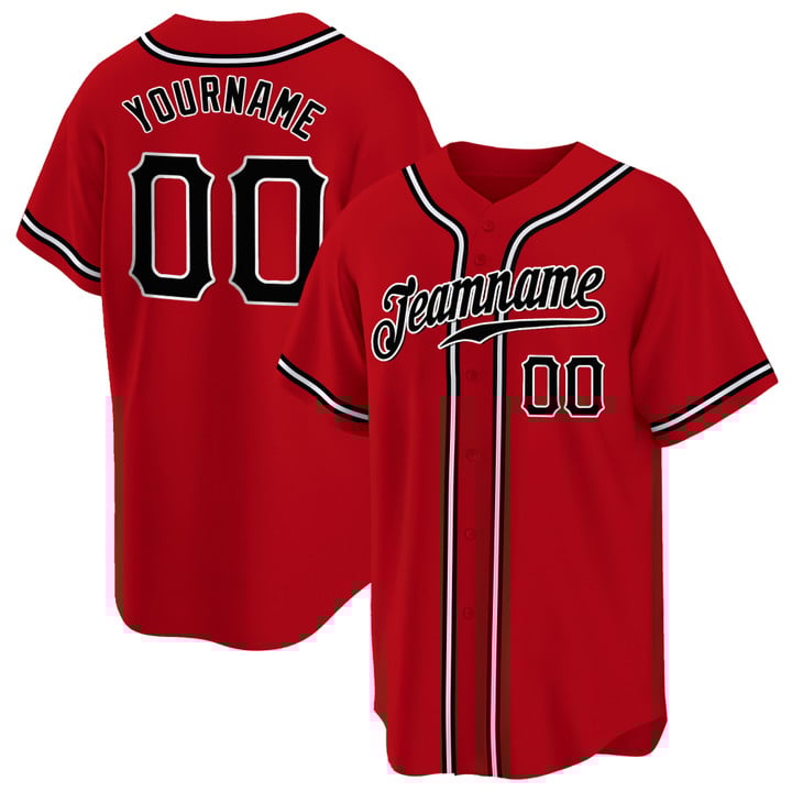 Red Black-White Custom Baseball Jersey