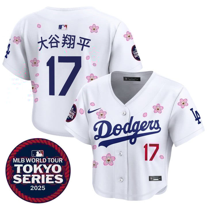 Women's Dodgers Tokyo Series 2025 Crop Top Baseball Jersey - Stitched
