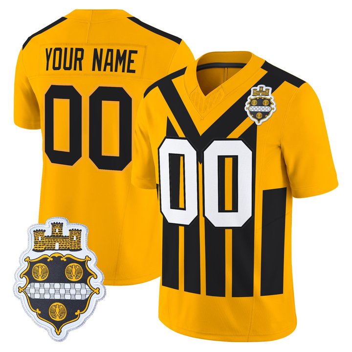 Pittsburgh Steelers 1933 Patch Throwback Vapor Limited Custom Jersey V2 - All Stitched