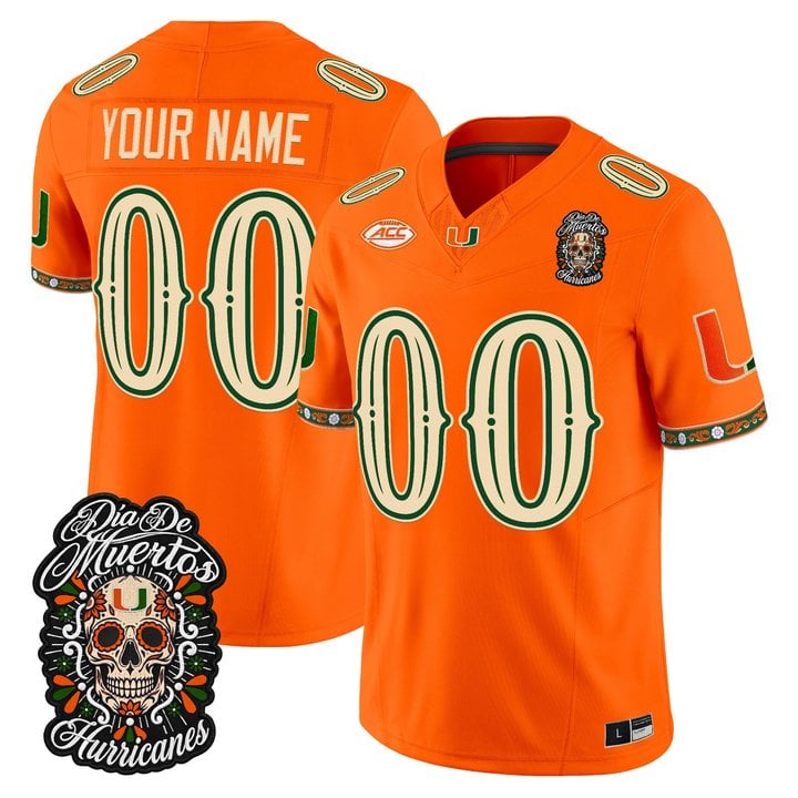 Miami Hurricanes Día de los Muertos Vapor Limited Custom Jersey - All Stitched