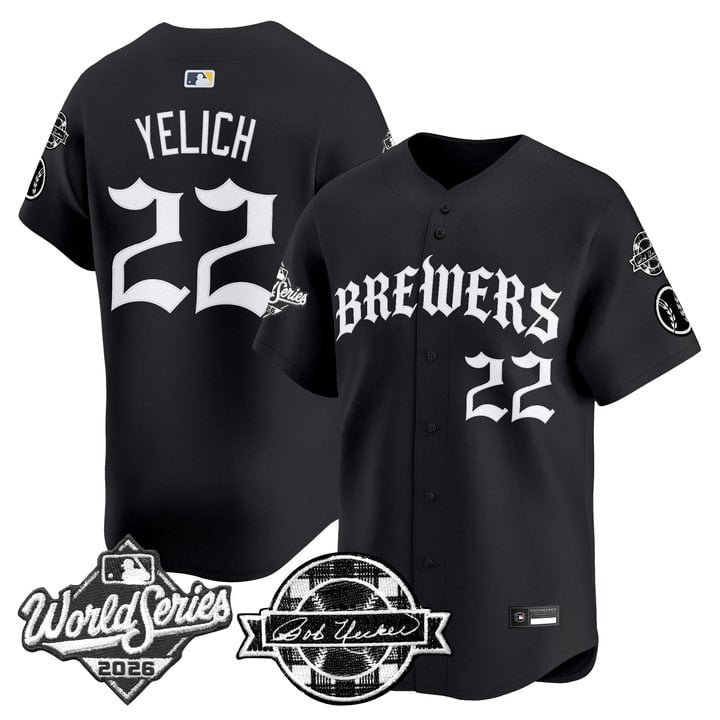 Men's Milwaukee Brewers 2026 World Series Vapor Premier Limited Jersey - Old English Edition - All Stitched