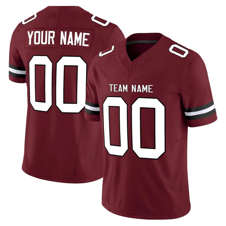 Burgundy White-Black Authentic Custom Football Jersey