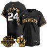 Men's Milwaukee Brewers Bob Uecker Patch Vapor Limited Jersey - All Stitched