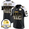 Men's Steelers Arch Smoke 50th Anniversary Of Super Bowl IX Patch Vapor Limited Jersey - All Stitched