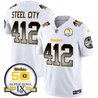 Men's Steelers Arch Smoke 50th Anniversary Of Super Bowl IX Patch Vapor Limited Jersey - All Stitched