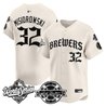 Men's Milwaukee Brewers 2026 World Series Vapor Premier Limited Jersey - Old English Edition - All Stitched