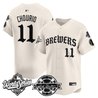 Men's Milwaukee Brewers 2026 World Series Vapor Premier Limited Jersey - Old English Edition - All Stitched