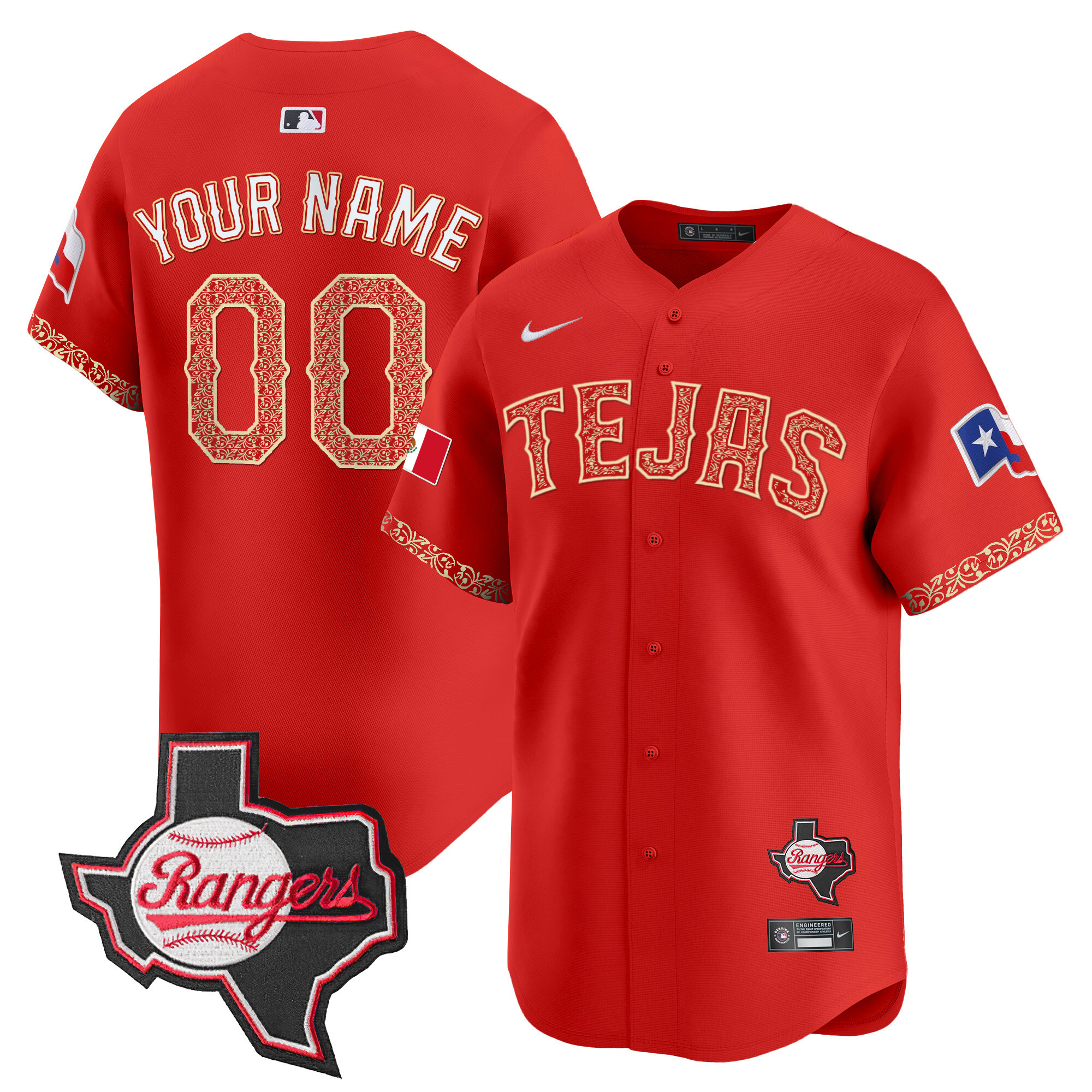 Texas Rangers Pvc Texas Rangers Mexico Texas Patch Vapor Premier Limited Custom Jersey ...