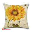 Sunflower pattern linen pillowcase,