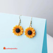 Earrings For Girls Women Resin Handmade Cute Sunflower Resin Flatback Charms Drop Earrings Funny Gift