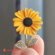 Japanese And Korean Style Enamel Rhinestone Cute Sunflower Brooches Exquisite Sun Flower