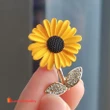 Japanese And Korean Style Enamel Rhinestone Cute Sunflower Brooches Exquisite Sun Flower
