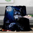 Wolf And The Moon Flannel Blanket Warm Soft Sofa Blanket Winter Sheet Bedspread Camping Travel Blanket