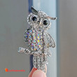 Luxury Rhinestone Studded Blue Purple Owl Brooches For Women Clothing Suit Accessories Vintage Elegant Owl Brooch Pins Jewelry
