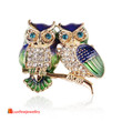 Creative Cartoon Cute Owl Brooch Unisex Fashion Delicate Color Rhinestone Temperament Blue Women Brooches Pin Accessories