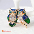 Creative Cartoon Cute Owl Brooch Unisex Fashion Delicate Color Rhinestone Temperament Blue Women Brooches Pin Accessories