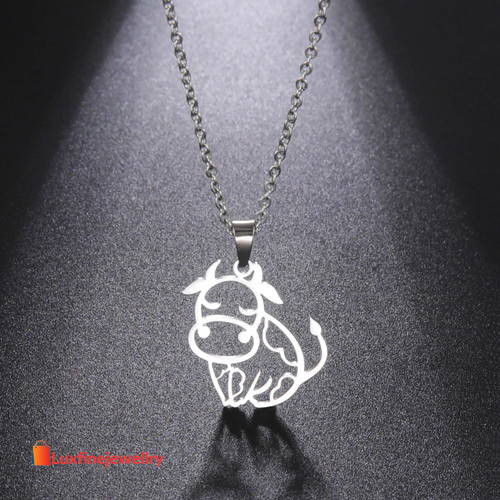 Cute Cow Pendant Stainless Steel Choker