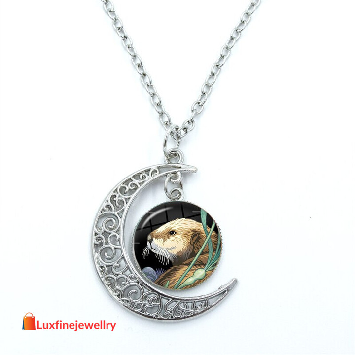 Cute Animal Otter Glass Cabochon Pendant Necklace