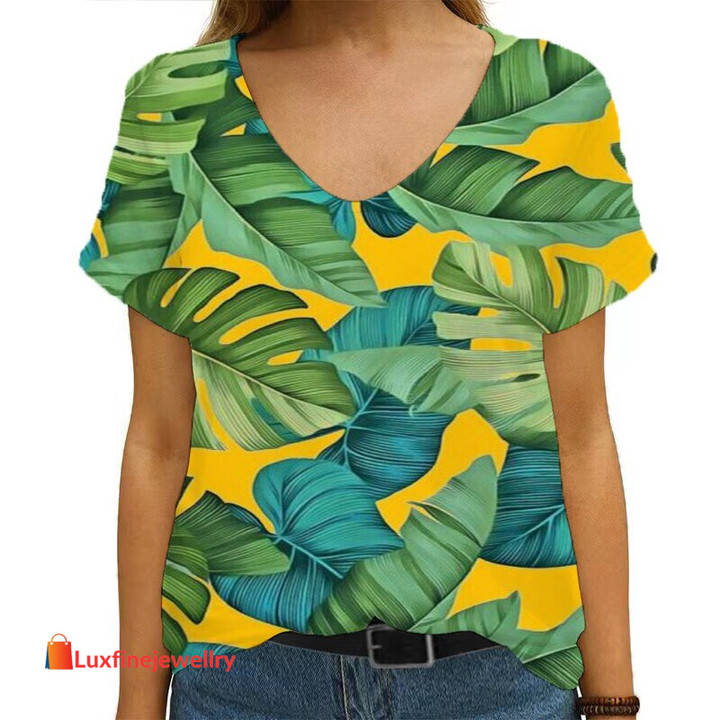 Summer Sunflower Floral Leaf 3D Print T-shirt Women