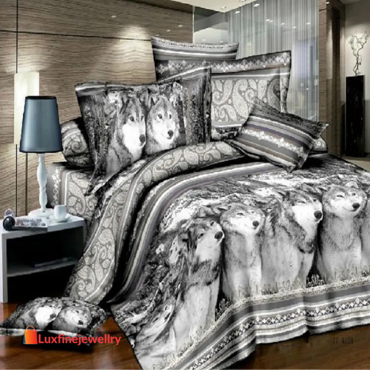 Home Textiles 3D Bedclothes "Wolves" 4PCS Bedding Sets King Or Queen