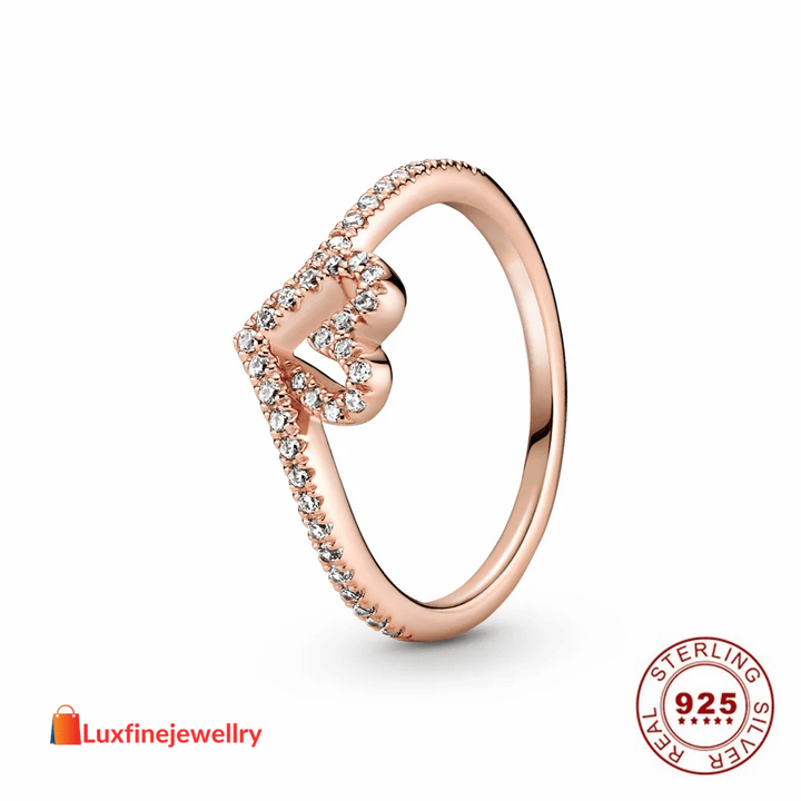 Hot Sale Original 925 Sterling Silver Rings Tiara Heart Sparkling Wedding Rose Gold For Women Sun and Moon Ring Crystals Jewelry