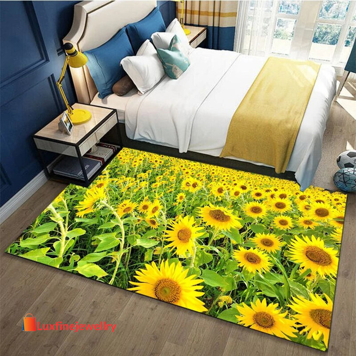 beautiful sunflower printed carpet, living room and bedroom decorative carpet,