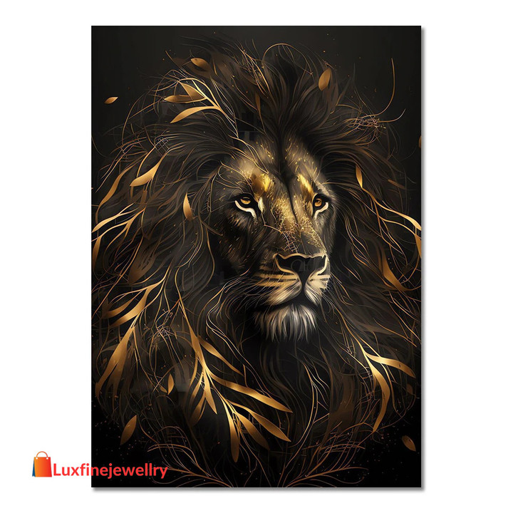 Abstract Black Gold Animal Canvas Painting Owl Tiger Lion Wolf Eagle Zebra Bull Posters Wall Art Pictures for Room Home Decor
