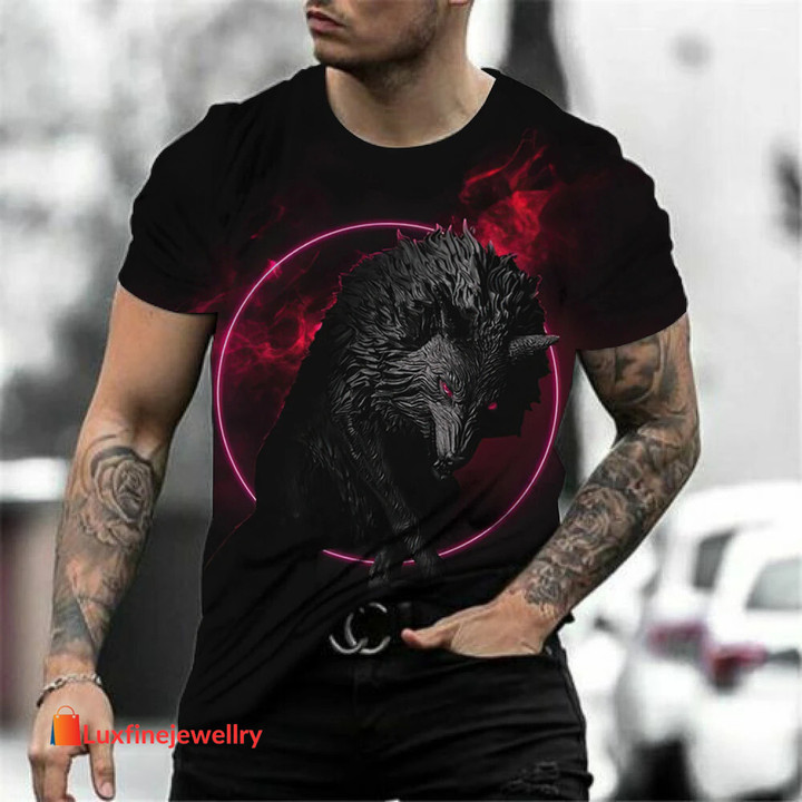 3D Print Wolf T-shirt For Men Summer Oversized Short Sleeve Tops Pullover 2023 Fashion Streetwear Men's Cool Clothes Cheap Tees