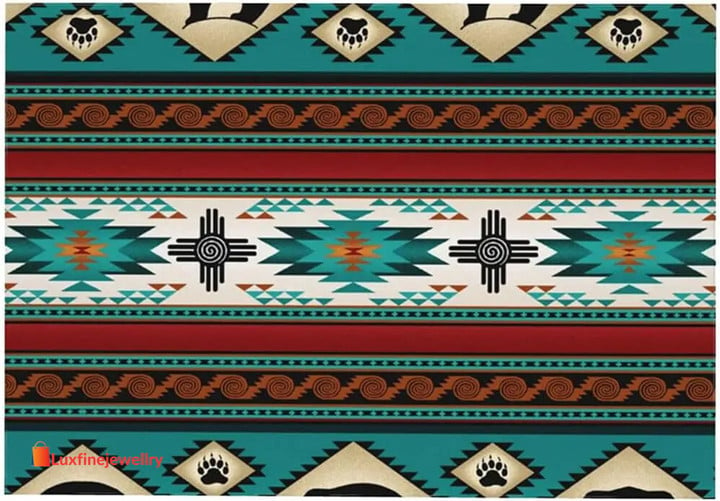 Bohemian Turquoise Aztec Native Waterproof Rectangular Tablecloth Ethnic Party Tablecloth for Kitchen Restaurant Party Decor