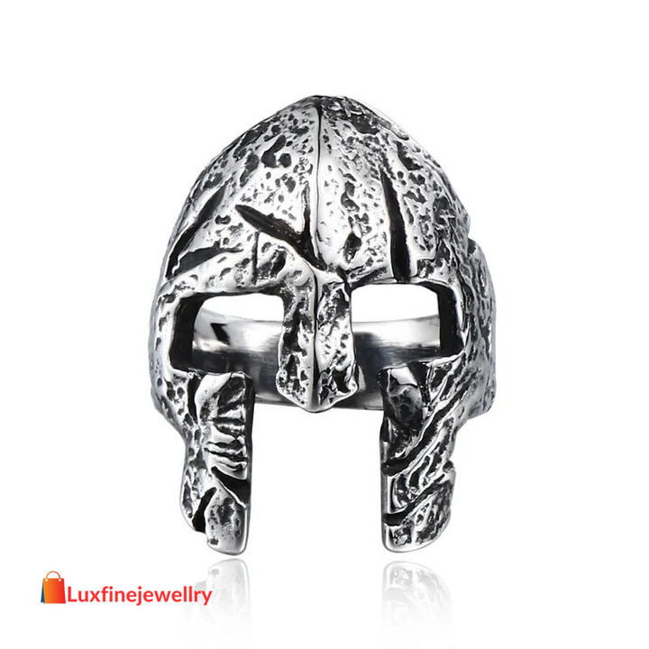NEW Exaggerated Warrior Skull Mask Ring Fashion Men Domineering Ring Death Demon Retro Ring Jewelry Gift Resizable