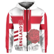 England Rugby Amazing 3D Printed Zip Hoodie - White