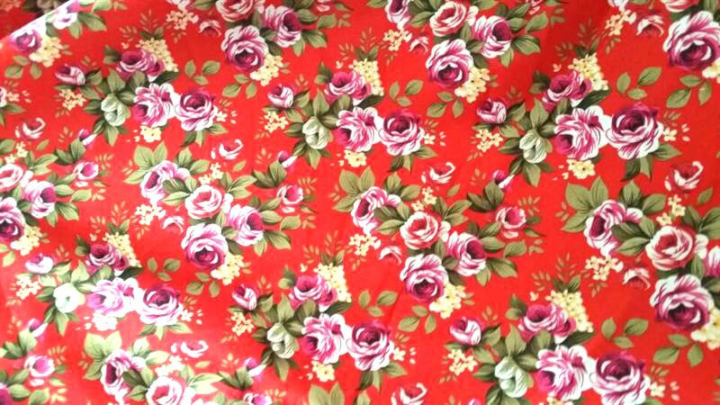 red floral fabric