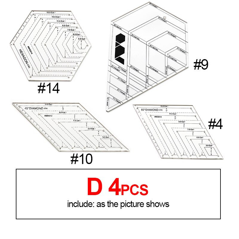 4pcs/set Patchwork Quilting Rulers Set