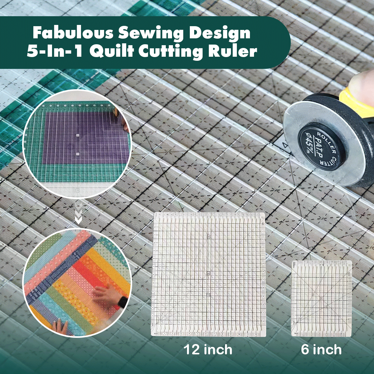 Fabulous Sewing Design 5-In-1 Quilt Cutting Ruler - Quilting Craft Hub