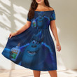 James P Sullivan v1 Monsters Inc Monsters University Movie Disney Pixar Off Shoulder Short Sleeved Dress