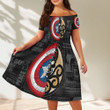 Marvel Avengers Captain America The Winter Soldier Off Shoulder Short Sleeved Dress