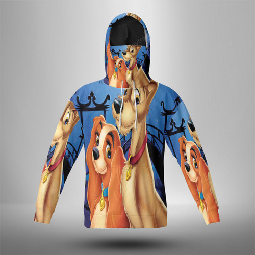 Disney Lady and the Tramp All Characters2 3d Hoodie With Mask