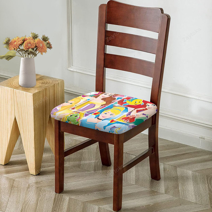 Disney Princess Characters v46 Square Chair Cushion Cover