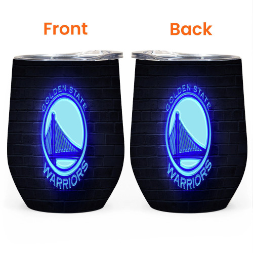 Golden State Warriors Emblem Neon On The Wall Gift For Fan 3D Full Printing Wine Tumbler