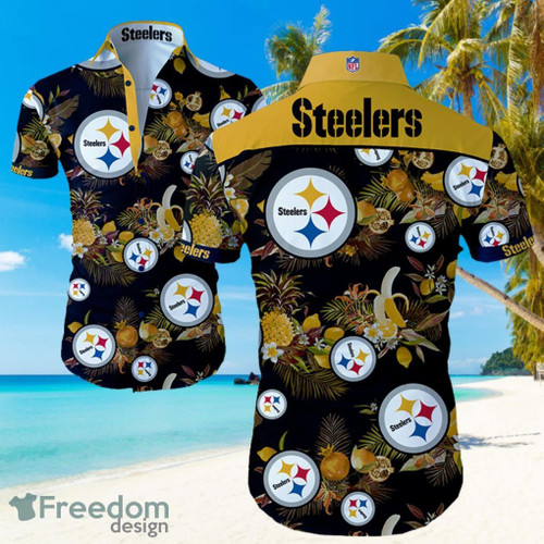 Pittsburgh Steelers Logo Dark Shirt Hawaiian Summer Beach Shirt Full Print