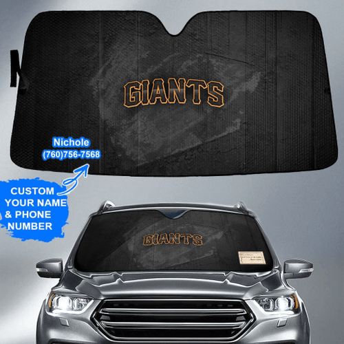 San Francisco Giants Art 3 Personalized Name And Phone Number Custom Auto Sunshade Gift For Fans