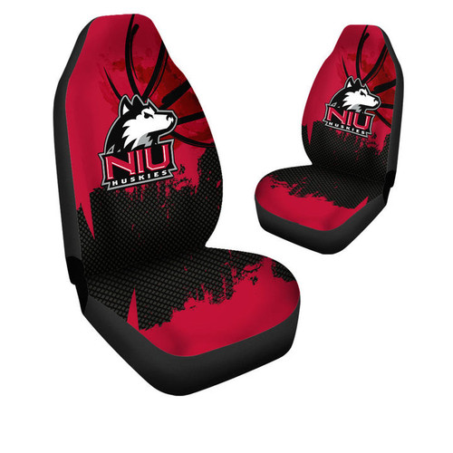 Northern Illinois Huskies Custom Text Number Red Black Car Seat Covers V4