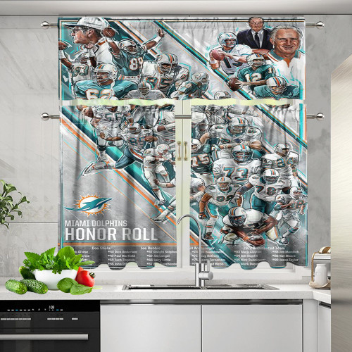 Miami Dolphins Players9 Kitchen Curtain Valance and Tiers Set
