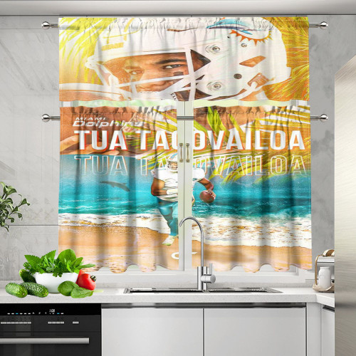 Miami Dolphins Tua Tagovailoa1 Kitchen Curtain Valance and Tiers Set