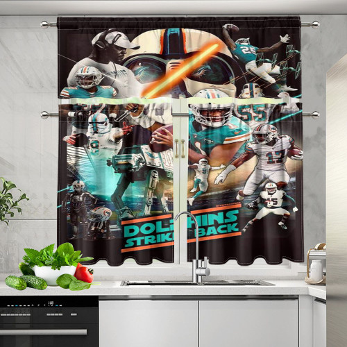 Miami Dolphins Players7 Kitchen Curtain Valance and Tiers Set
