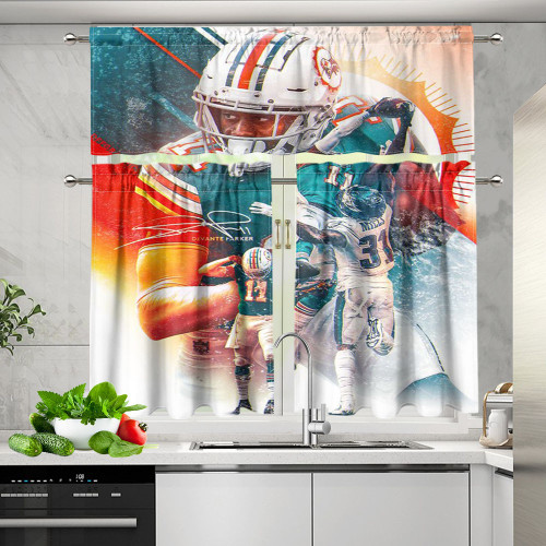 Miami Dolphins Players6 Kitchen Curtain Valance and Tiers Set