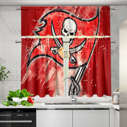 Tampa Bay Buccaneers Emblem v38 Kitchen Curtain Valance and Tiers Set
