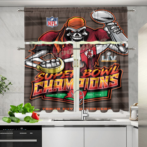 Tampa Bay Buccaneers Skull v50 Kitchen Curtain Valance and Tiers Set