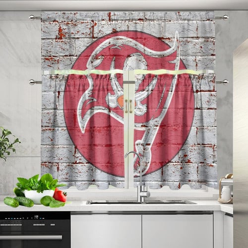 Tampa Bay Buccaneers Emblem v24 Kitchen Curtain Valance and Tiers Set