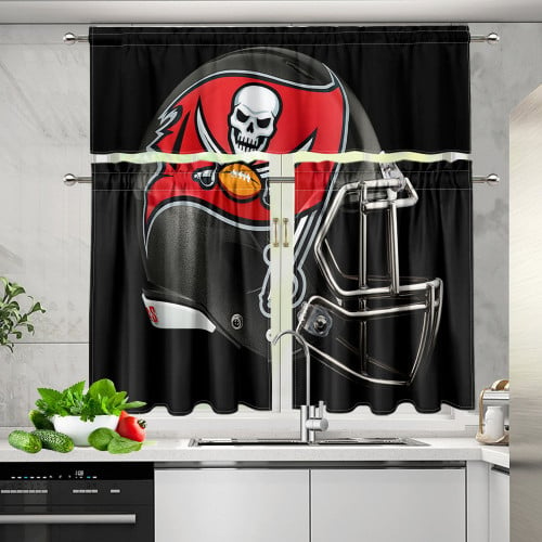 Tampa Bay Buccaneers Helmet v22 Kitchen Curtain Valance and Tiers Set